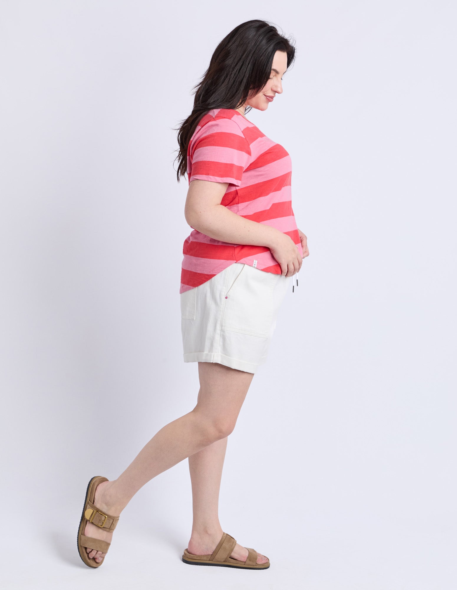 Elm - Spritz Short Sleeve Stripe Tee - Cayenne / Pink