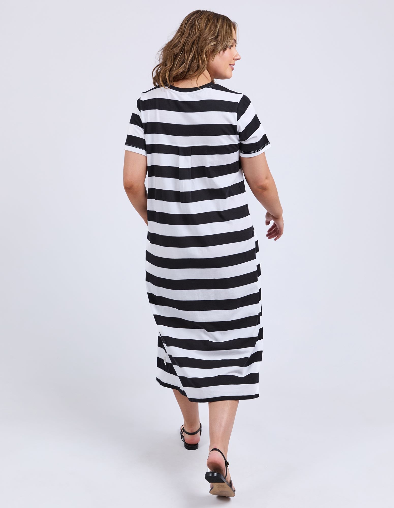Elm - Adira Dress - Black & White Stripe