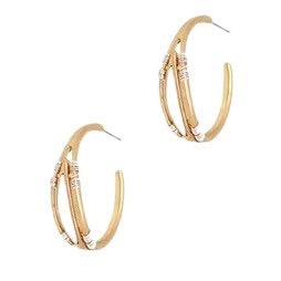 Fabienne Brass Range - Two Tone Wire Wrap Hoop Earrings