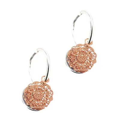 Fabienne - Two Tone Filigree Snowflake Hoop Earrings