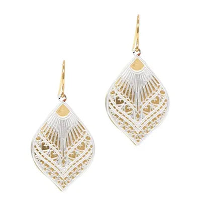 Fabienne - Duel Tone Teardrop Filigree Hook Earrings