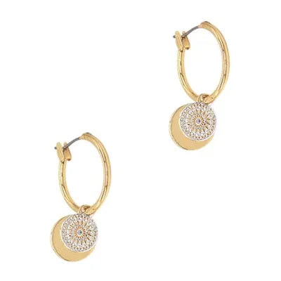 Fabienne - Filigree Two Tone Disc Hoop Earrings