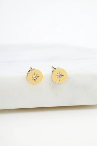 Zafino Crystal Disk Stud Earring - Gold or Silver