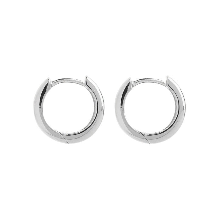 Najo E6714 Ribbed Silver Huggie Earrings