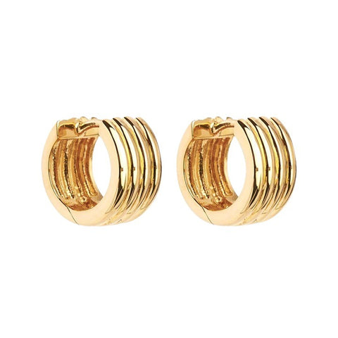 Najo E6715 Ribbed Gold Huggie Earrings