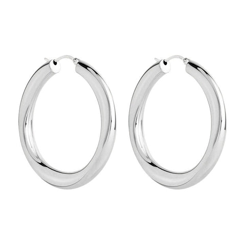 Najo E6962 Dune Large Hoop Silver Earrings