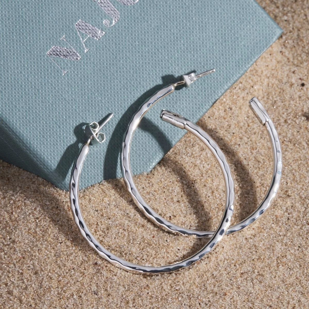 Najo E6994 Moonglow Hoop Earrings Silver