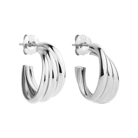 Najo E7001 Ripple Hoop Silver Earrings