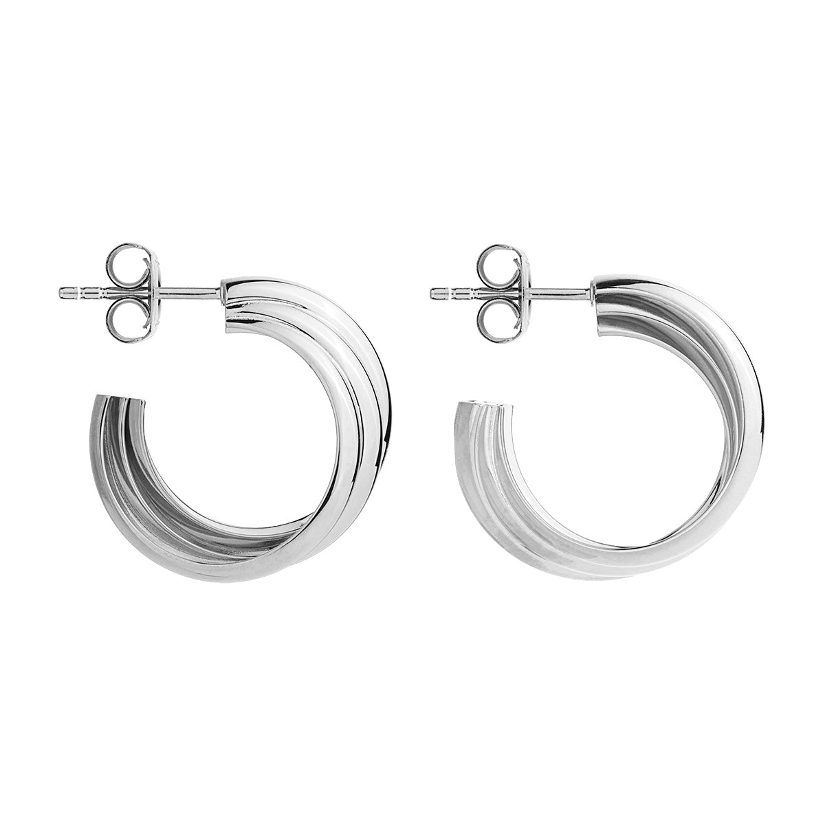 Najo E7001 Ripple Hoop Silver Earrings