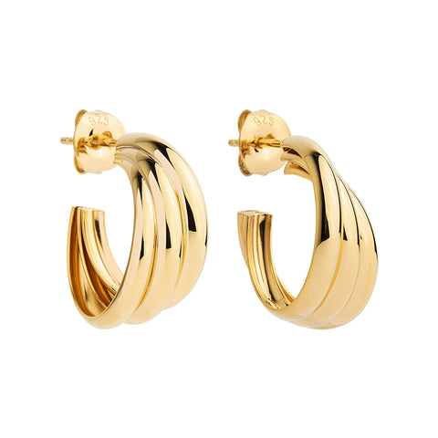 Najo E7002 Ripple Hoop Gold Earrings