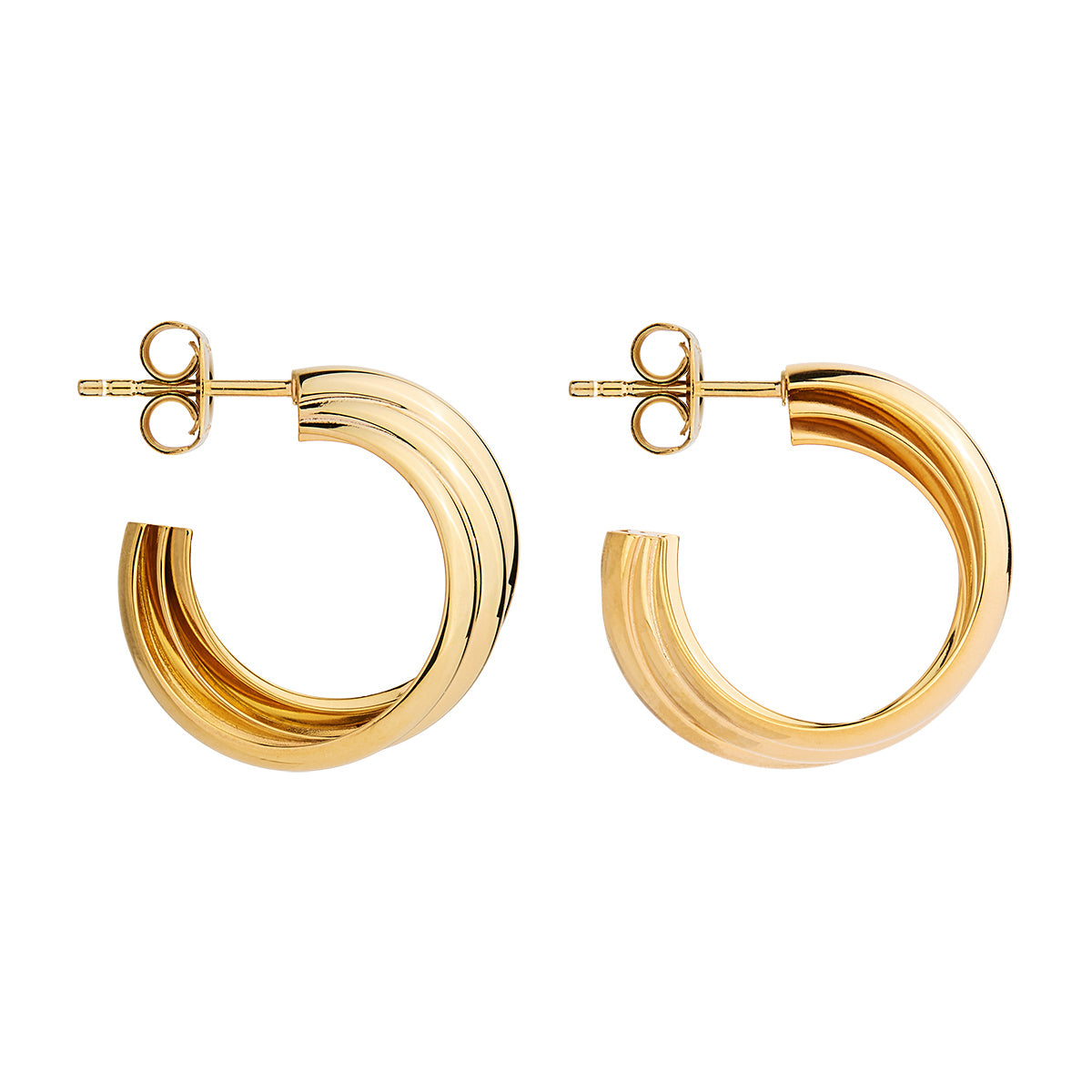 Najo E7002 Ripple Hoop Gold Earrings