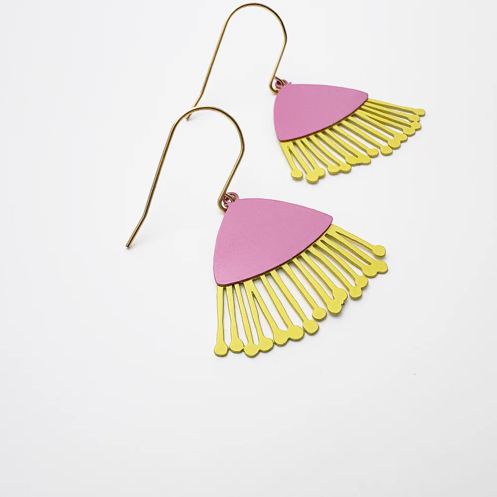 Denz & Co - Midi Gum Blossom Earrings - Pink & Yellow