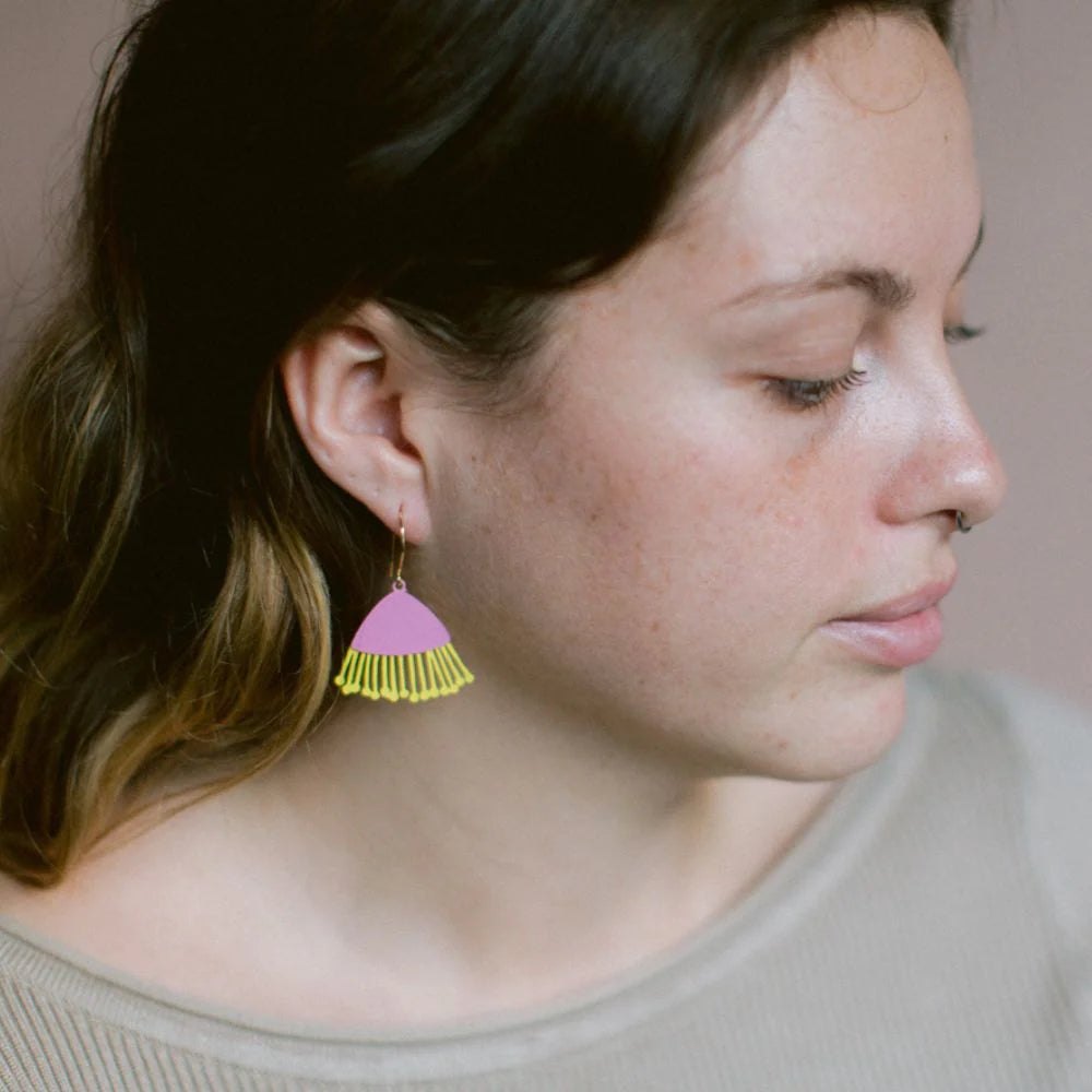 Denz & Co - Midi Gum Blossom Earrings - Pink & Yellow