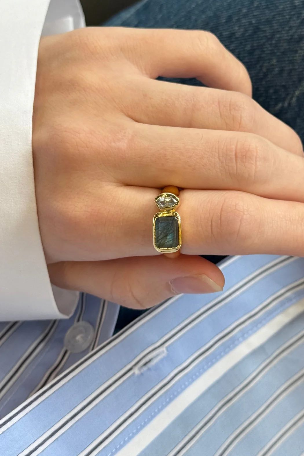 Zafino Hazel Ring - Labradorite/Blue Topaz/Gold