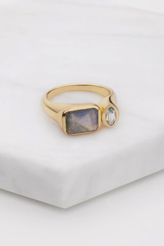 Zafino Hazel Ring - Labradorite/Blue Topaz/Gold