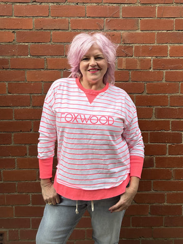 Foxwood Simplified Crew - Stripe Neon Pink - NEW COLOUR!