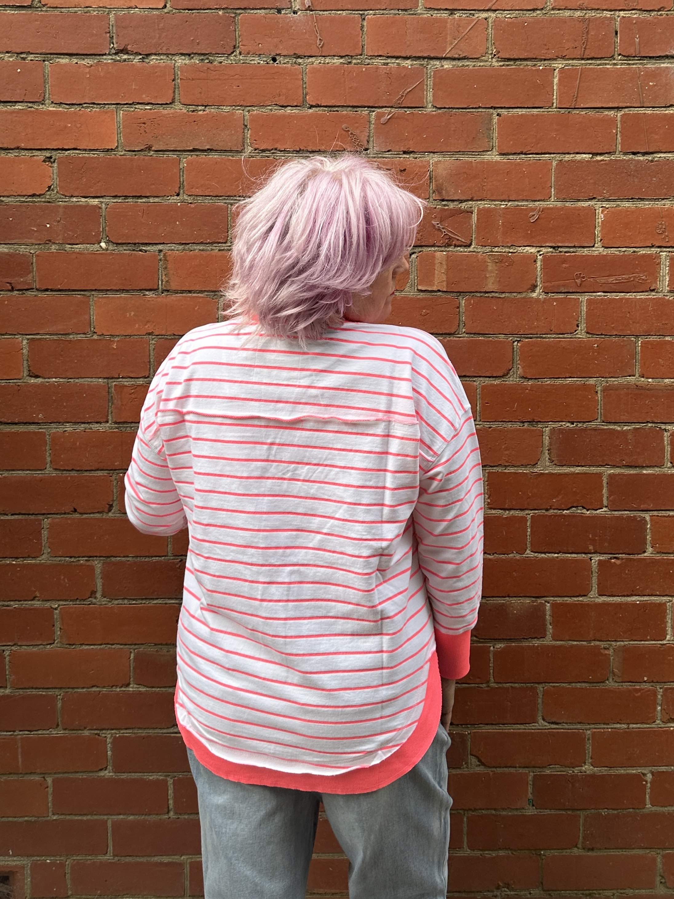 Foxwood Simplified Crew - Stripe Neon Pink - NEW COLOUR!