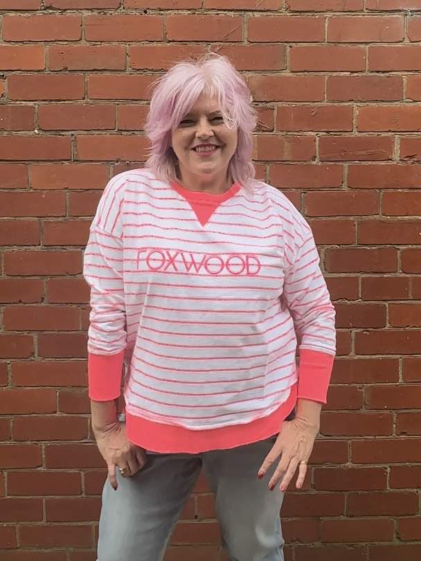 Foxwood Simplified Crew - Stripe Neon Pink - NEW COLOUR!