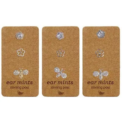 Ear Mints - Crystal Flower Bee 3 Pce Earring Set