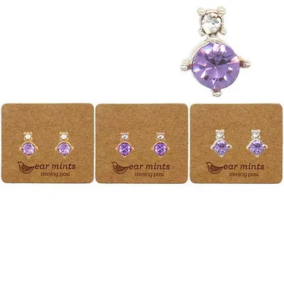 Ear Mints Double Crystal Stud Earrings Lavender