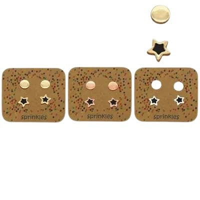 Ear Mints - Sprinkles Disc & Enamel Star Black earrings