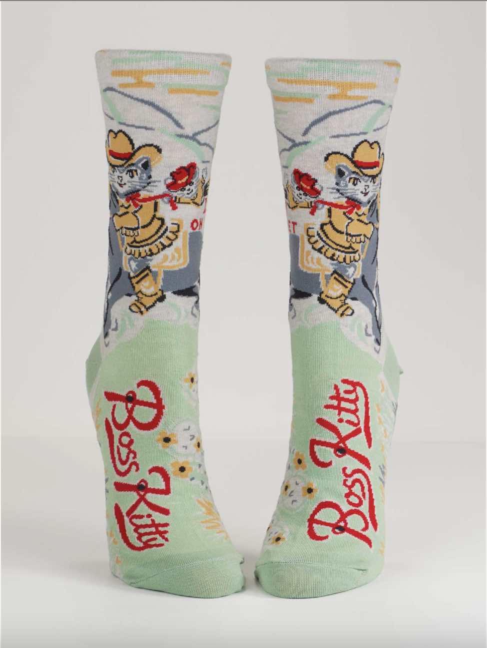 Blue Q - Crew Socks - Boss Kitty