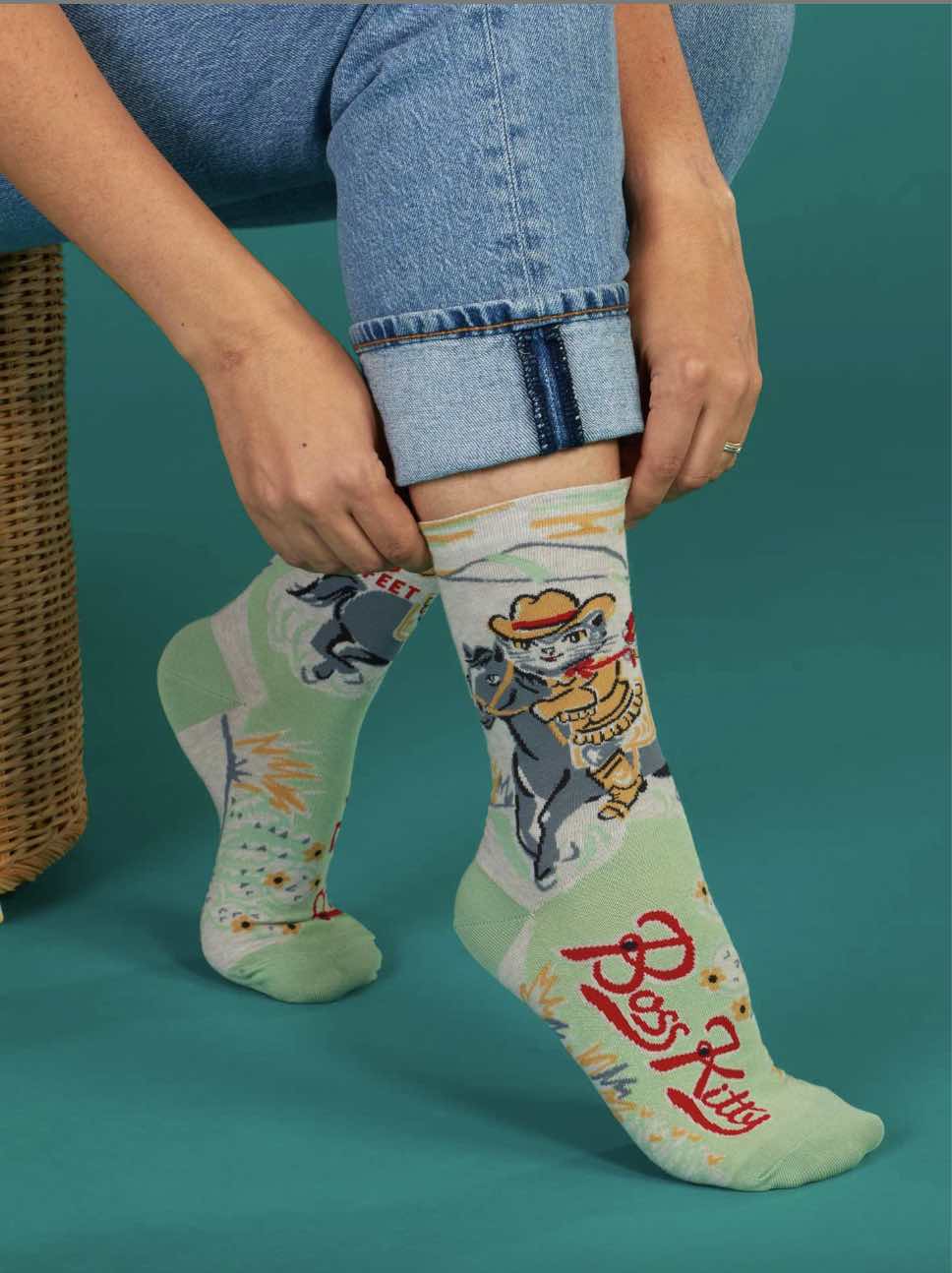 Blue Q - Crew Socks - Boss Kitty