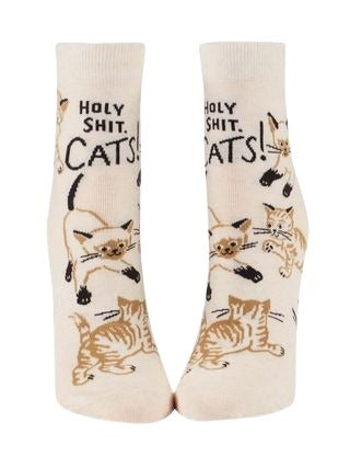 Blue Q - Ankle Socks - Holy Shit, Cats!