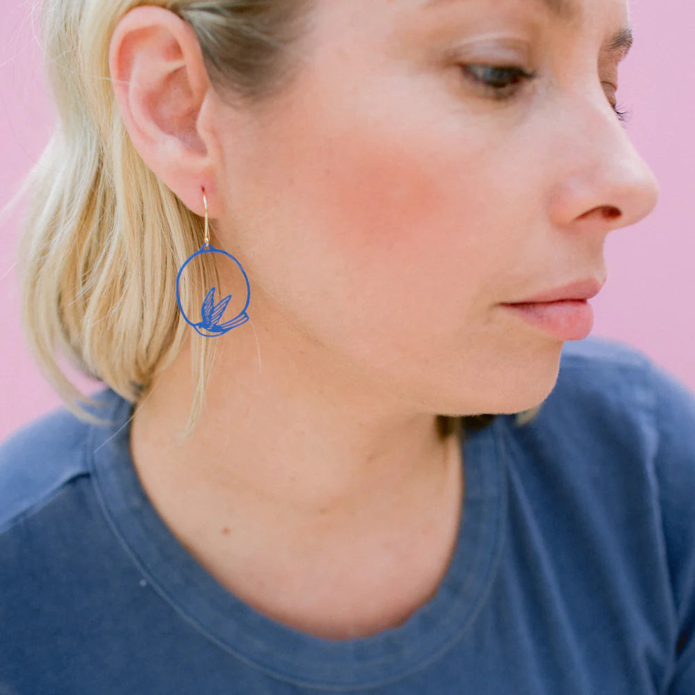 Denz & Co. - Mini Swallow Earrings - Blue