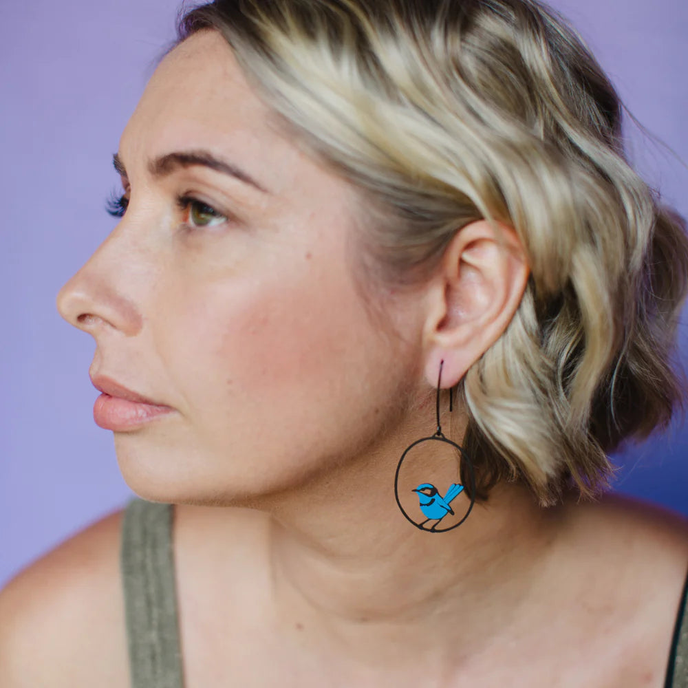 Denz & Co - Midi Wren Earrings - Blue/Black
