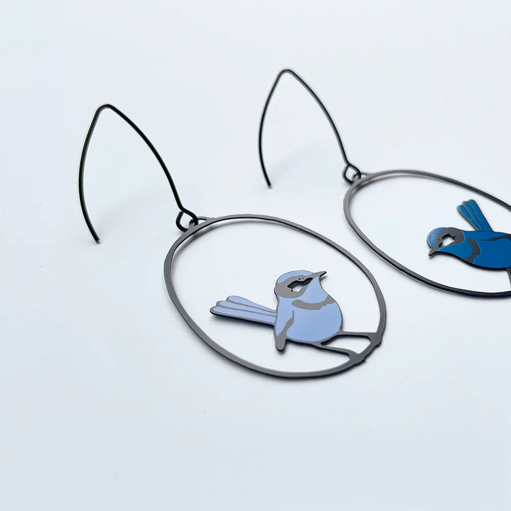 Denz & Co - Midi Wren Earrings - Blue/Black