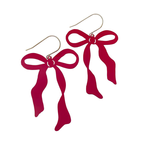 Denz Midi Christmas Bow Earring Red