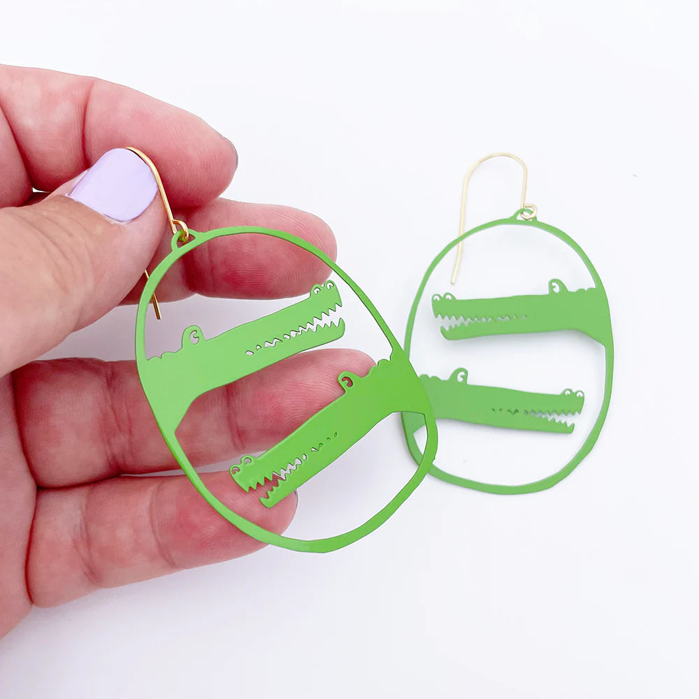 Denz & Co - Croc Earrings - Green