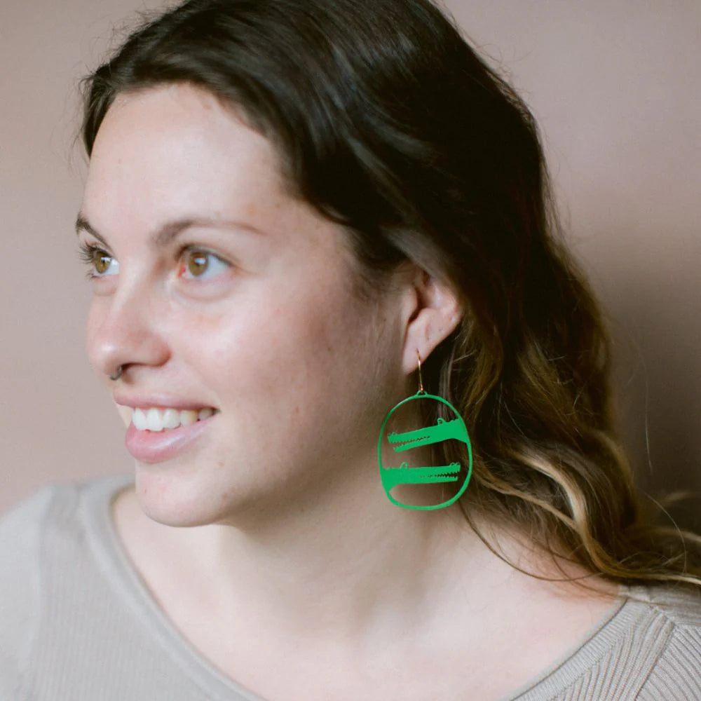 Denz & Co - Croc Earrings - Green