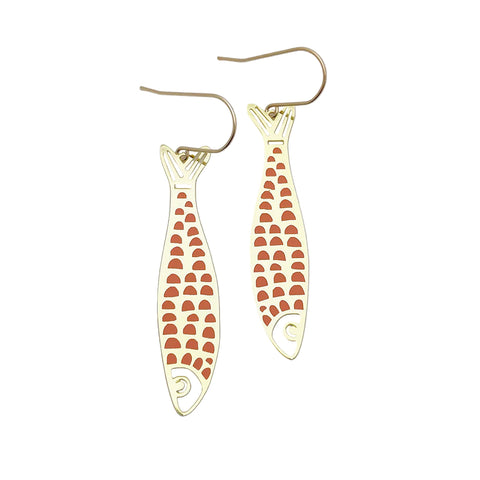 Denz Fishy Earrings Gold Orange
