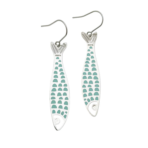Denz Fishy Earrings Silver Blue