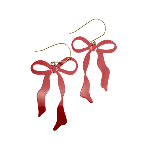 Denz Midi Bow Red Earring
