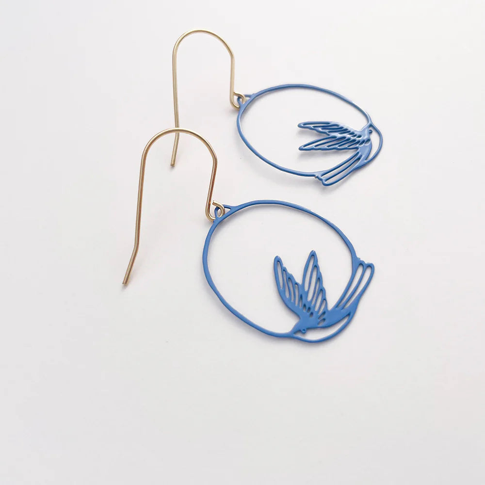 Denz & Co. - Mini Swallow Earrings - Blue