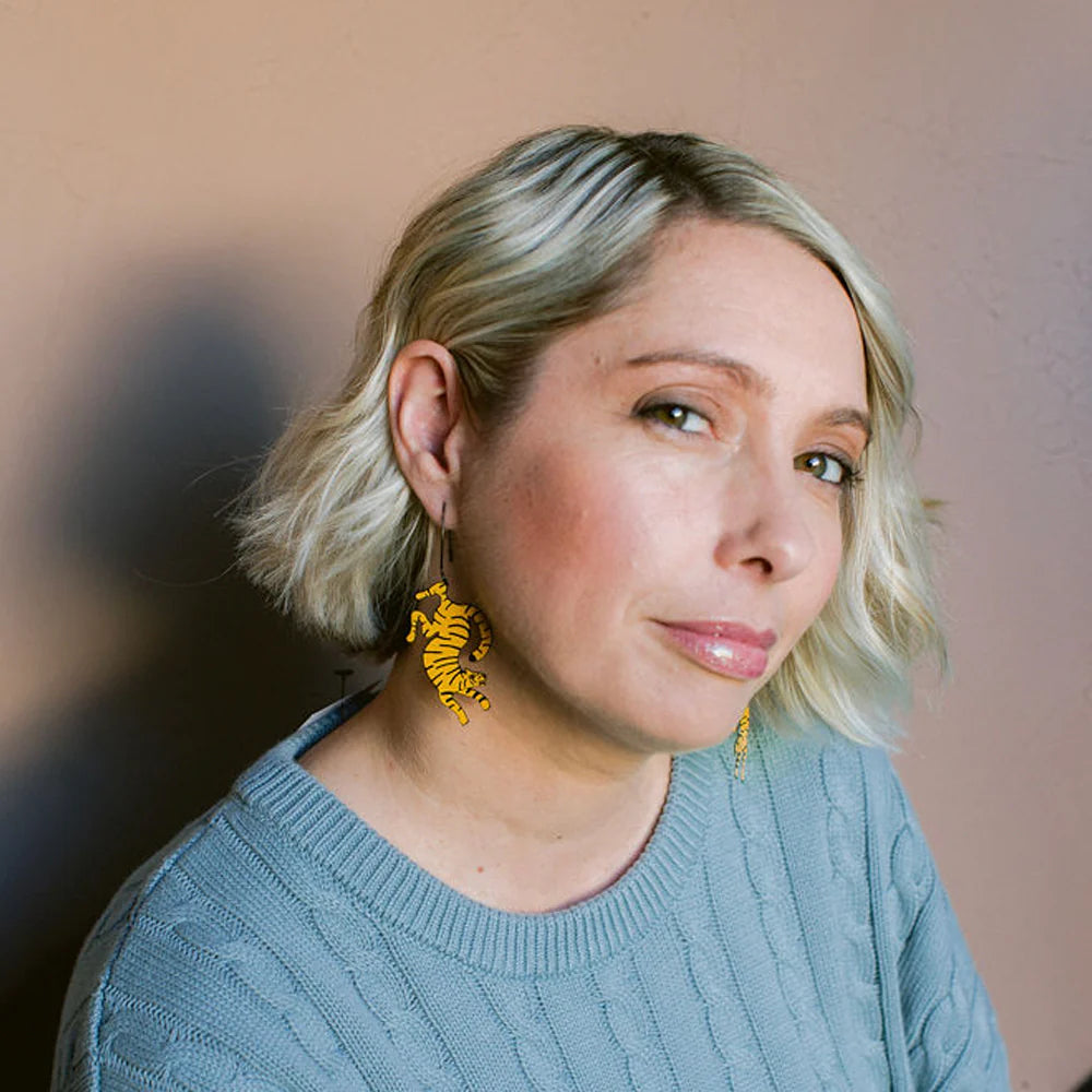 Denz & Co - Tiger Earrings - Orange & Black