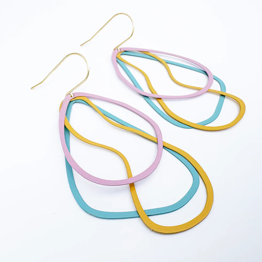 Denz & Co - Tri Shape Dangle Earrings - Pastels