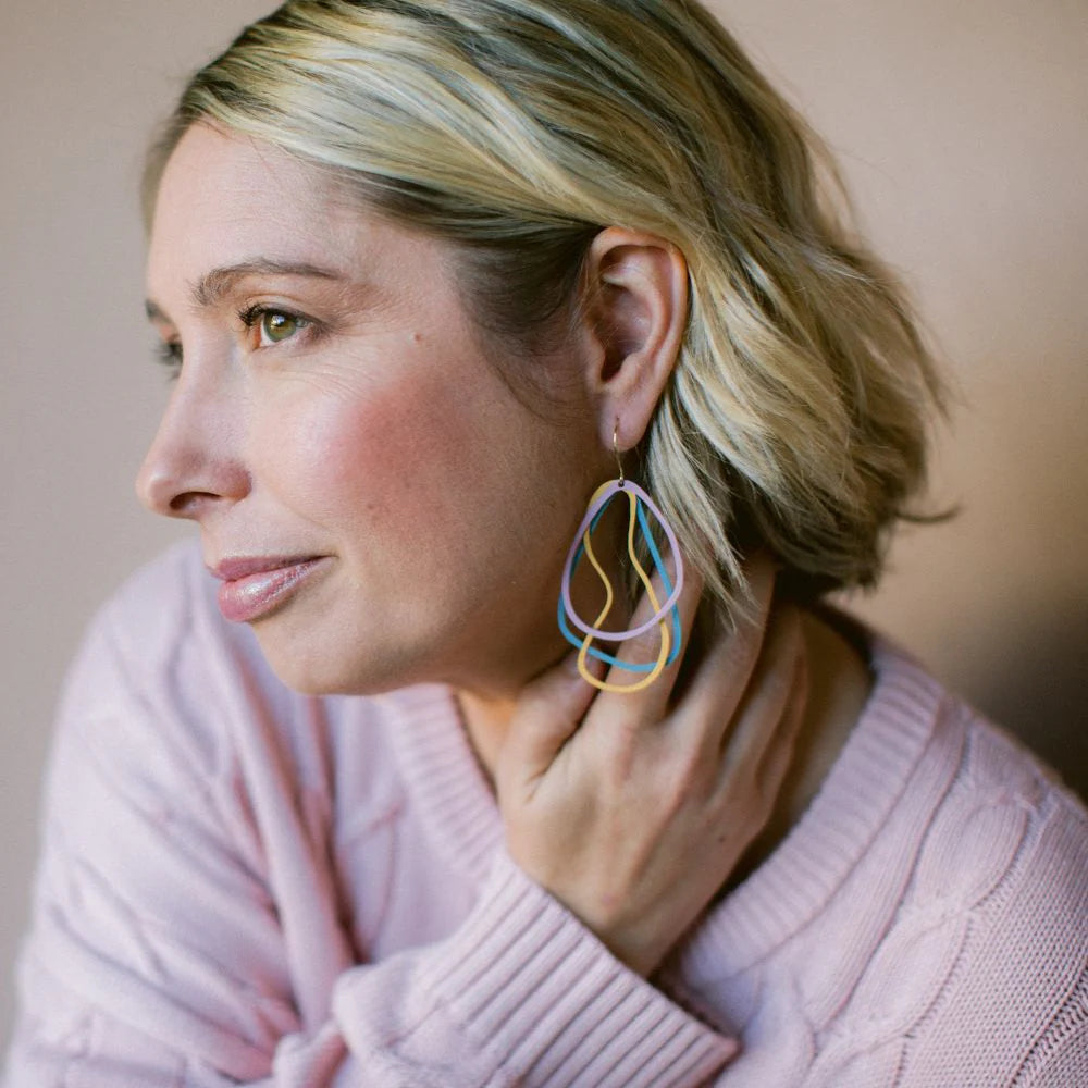 Denz & Co - Tri Shape Dangle Earrings - Pastels