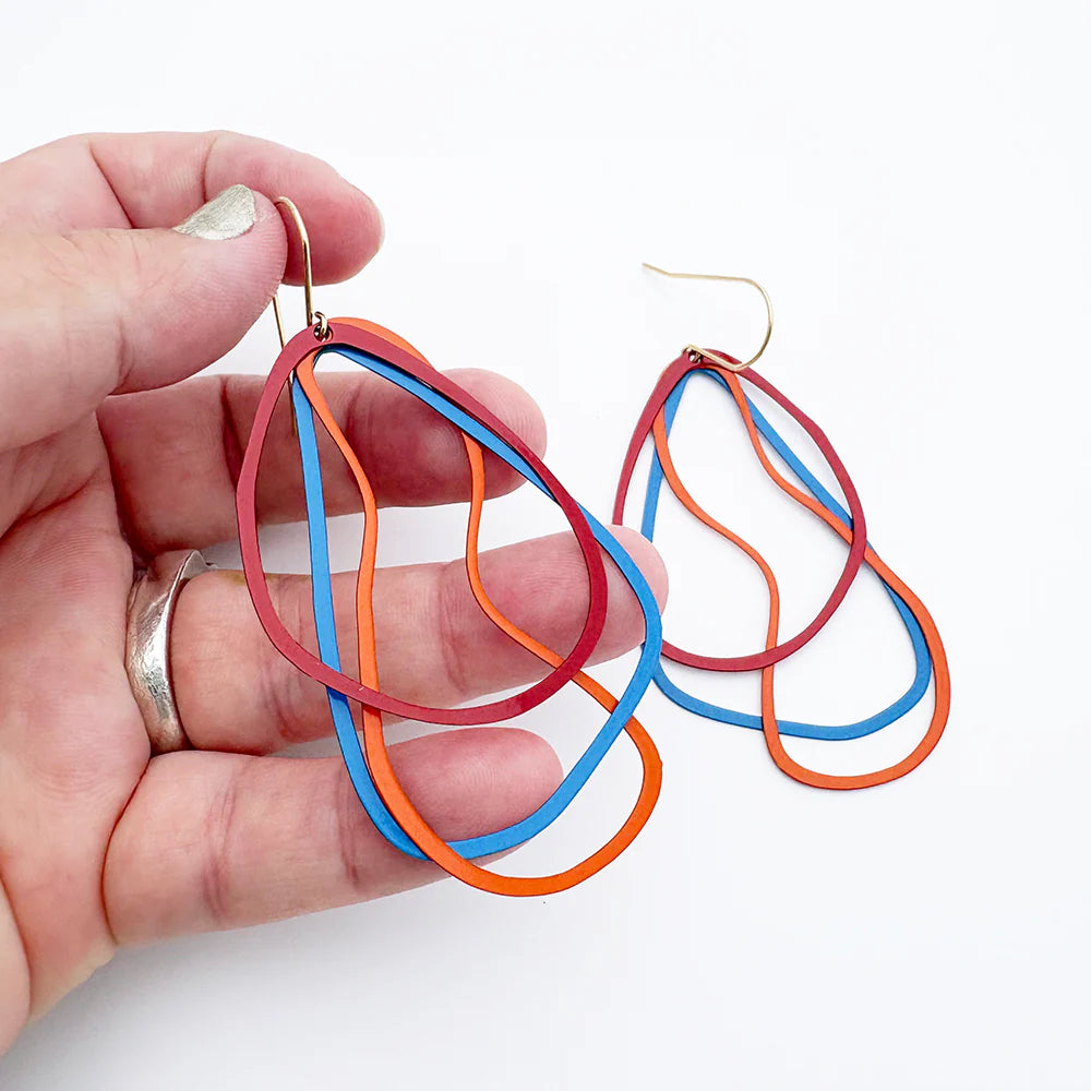 Denz & Co - Tri Shape Dangle Earrings - Brights
