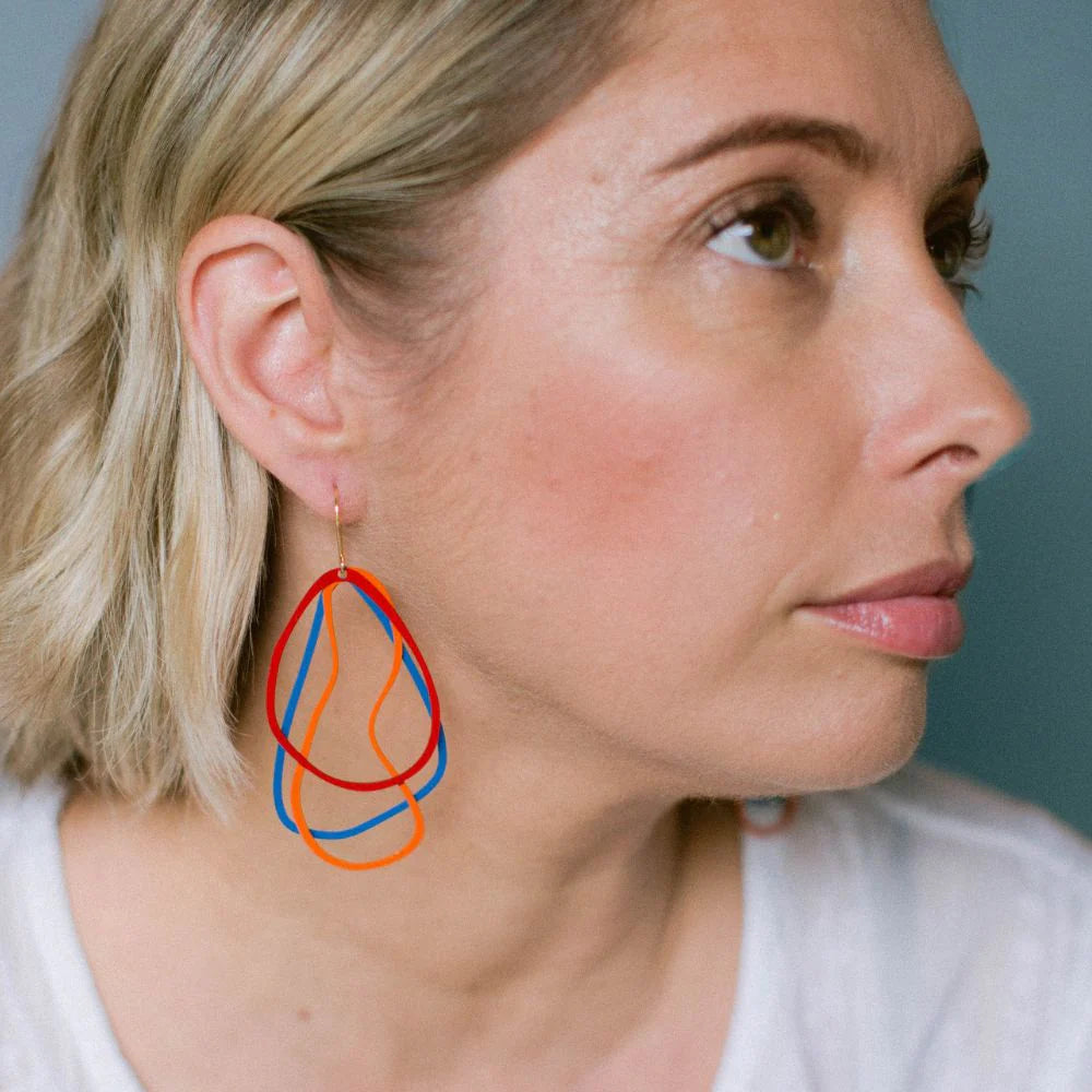 Denz & Co - Tri Shape Dangle Earrings - Brights