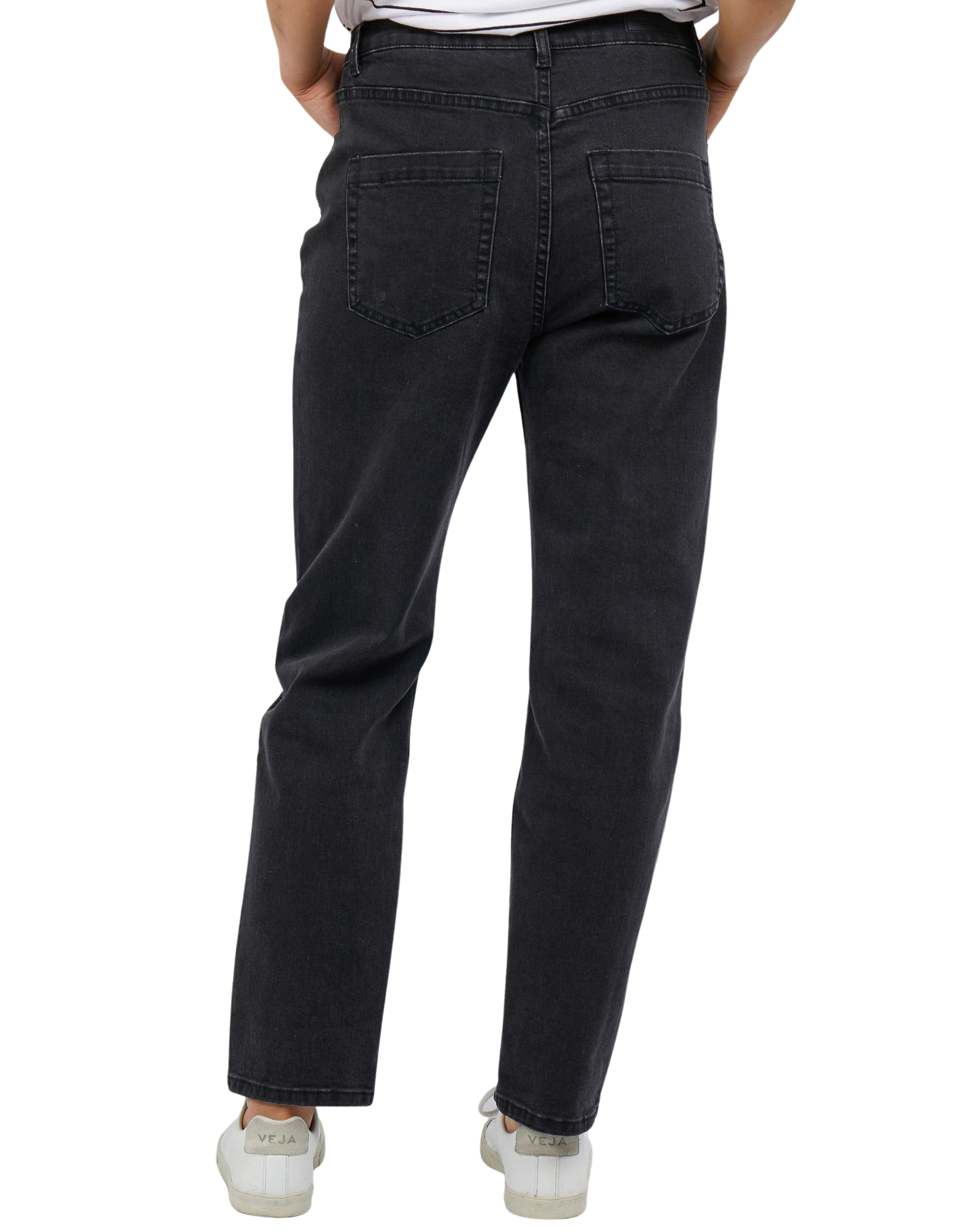 Foxwood - Barkly Straight Leg Jean - Solid Black