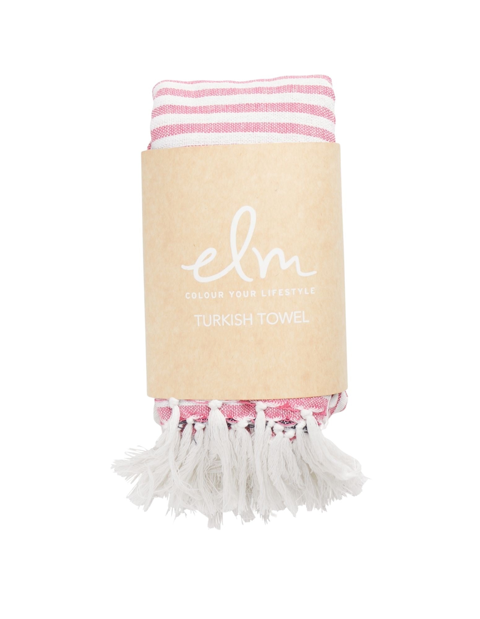 Elm - Turkish Towel - Navy / Pink Stripe