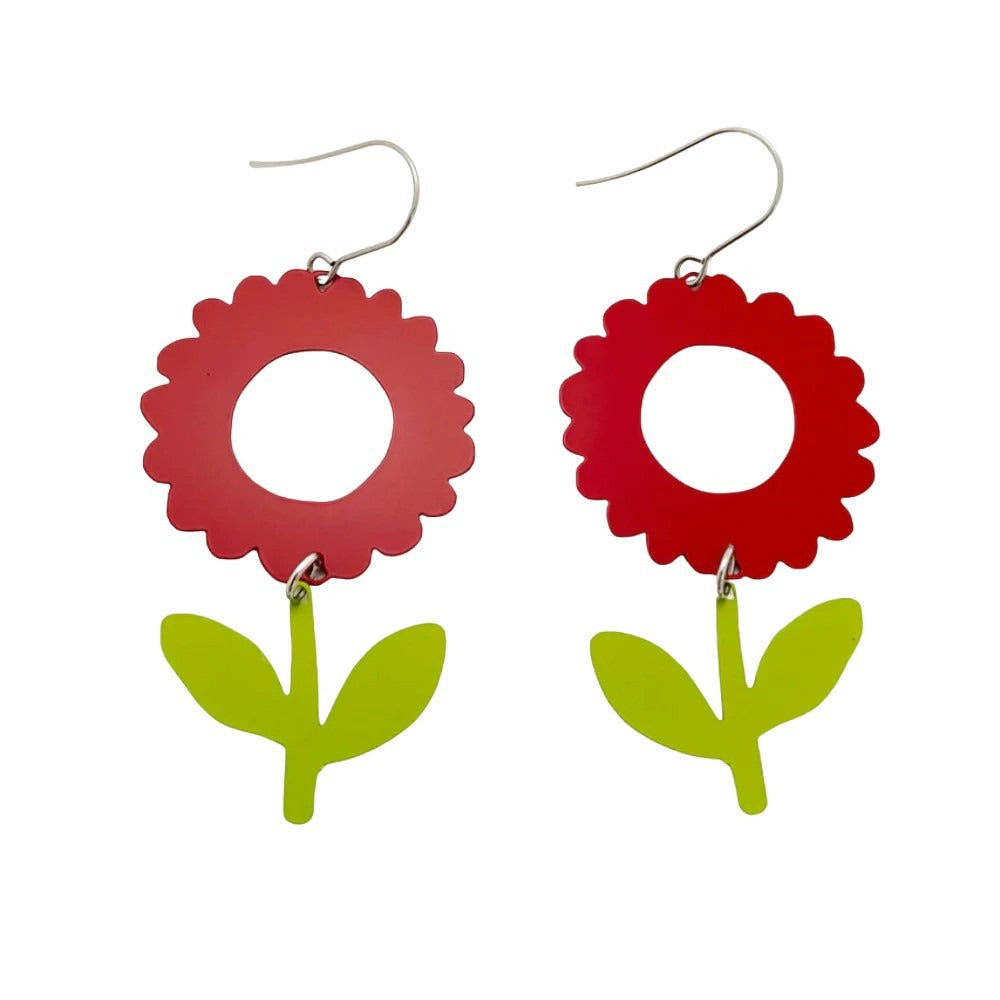 Denz & Co. - Flowers Painted Steel Dangles - Cherry and Apple