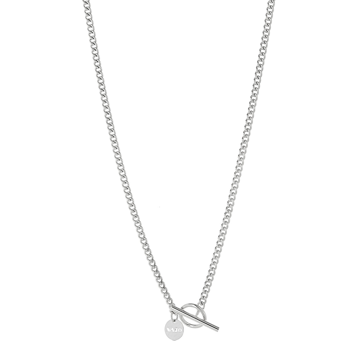 Najo N6758 Curb T-Bar Silver Necklace