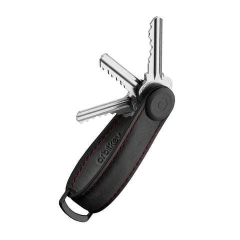 Orbitkey - Crazy Horse Leather Black with Red Stitching