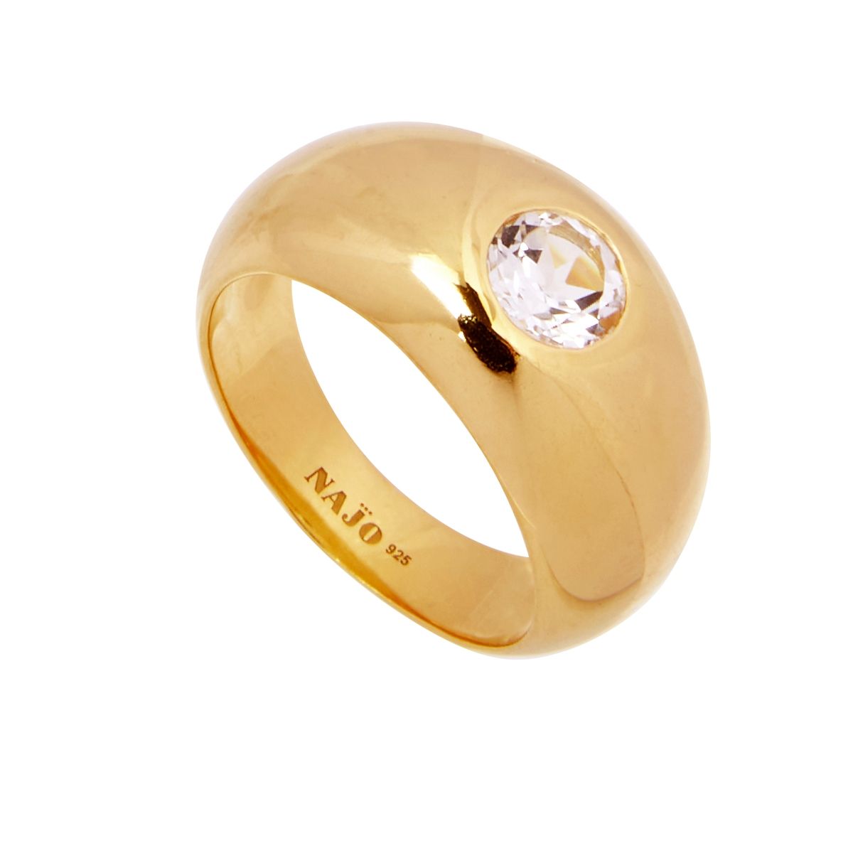 Najo R6638 Cosmic Yellow Gold White Topaz Ring