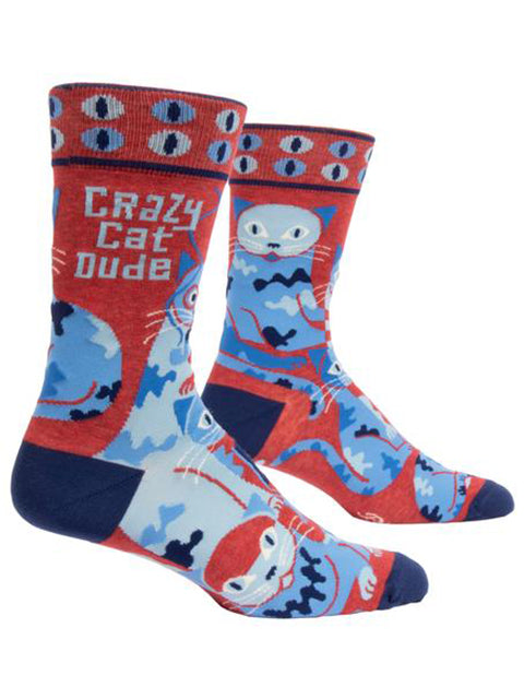 Blue Q - Men's Socks - Crazy Cat Dude